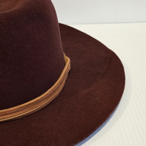 Goorin Bros Wide Brim Burgundy Wool Fedora Hat Large Leather Band Classy Classic - Picture 8 of 16